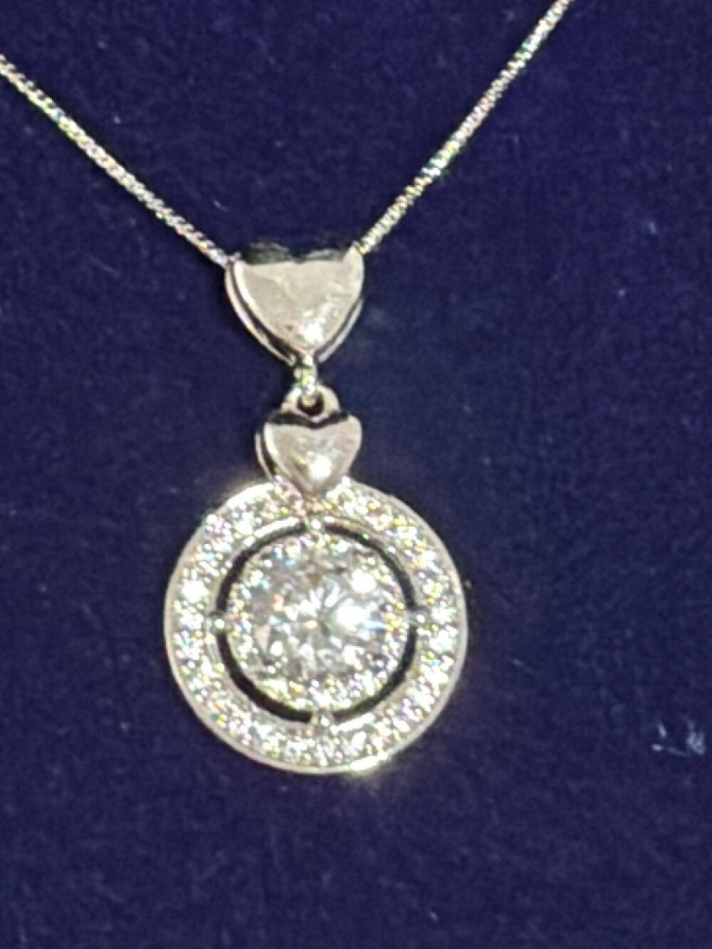 Silver Diamond Moissanite Pendant Circle of Love Necklace New